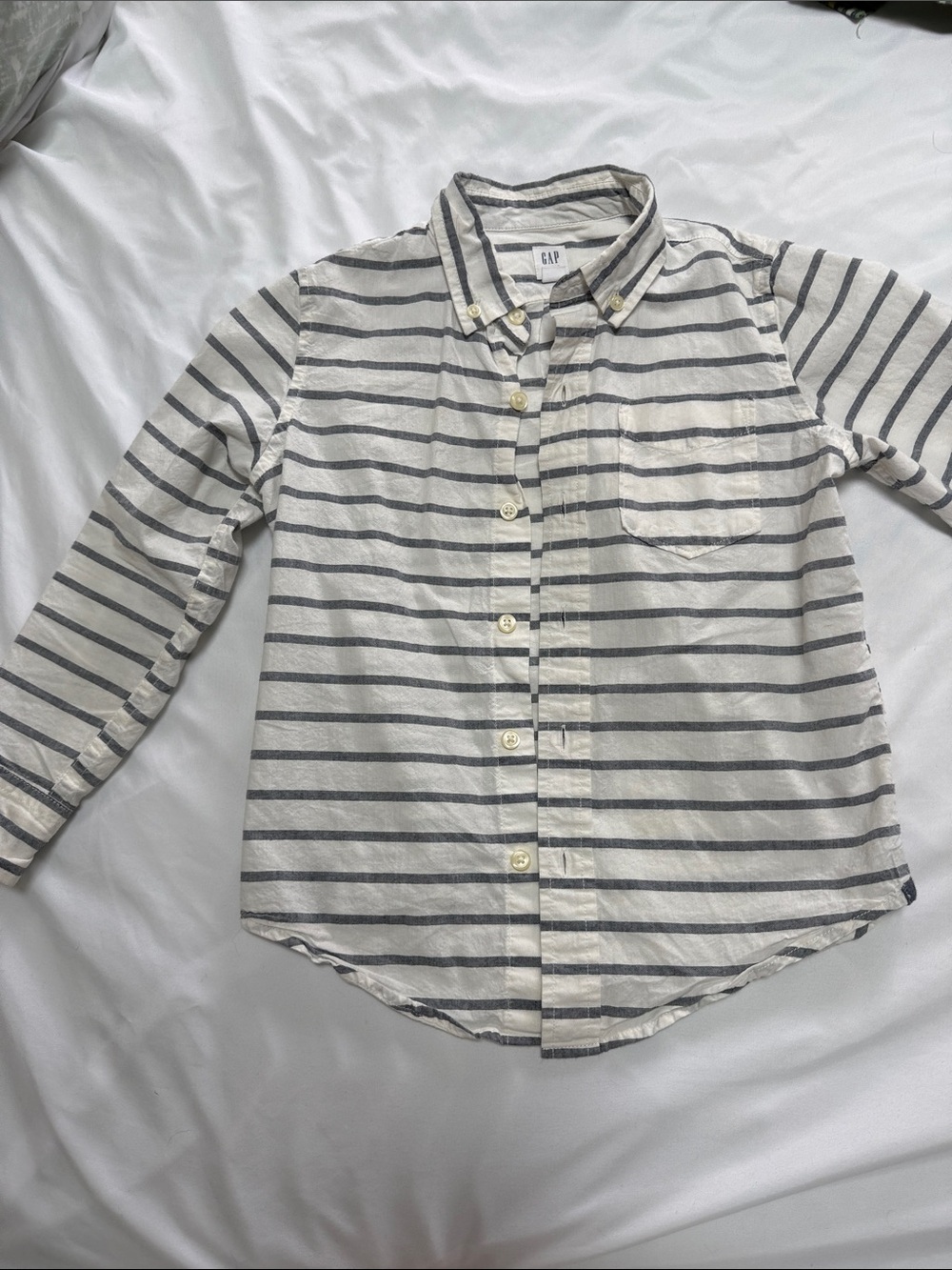 GAP White Shirt with Navy Horizontal Stripes